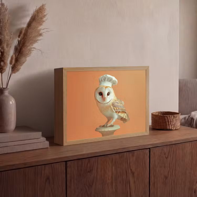 Lightbox - Wandlamp - Kerkuil - Koksmuts - Oranje - Vogel — 4