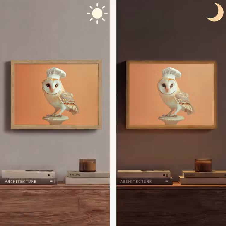 Lightbox - Wandlamp - Kerkuil - Koksmuts - Oranje - Vogel — 6