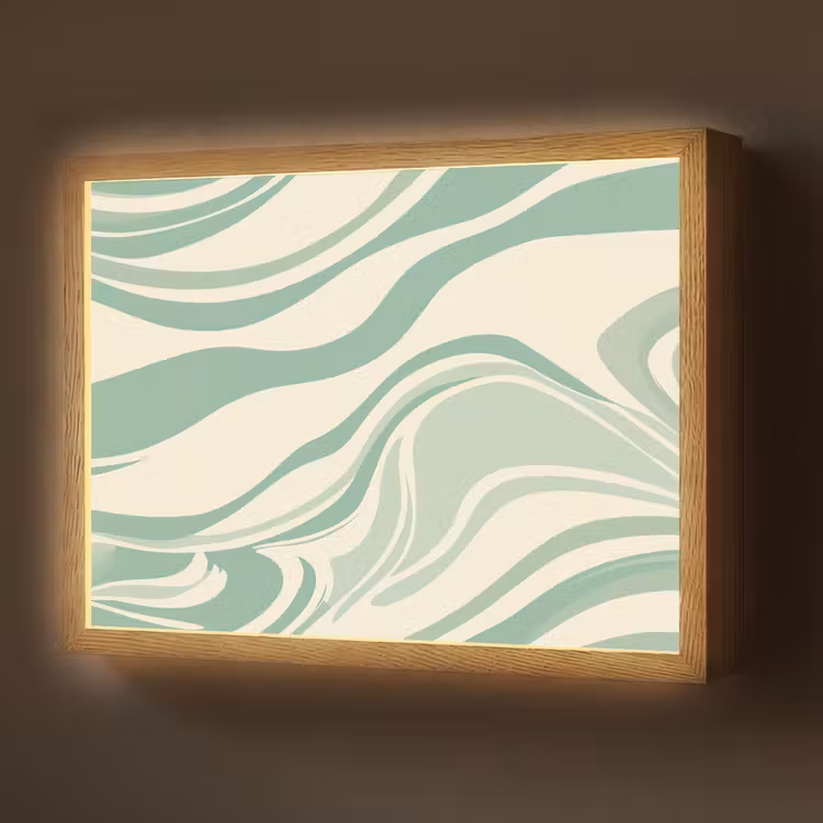 Lightbox - Wandlamp - Organische lijnen - Mintgroen - Marmer — 1