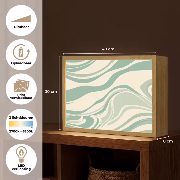 Lightbox - Wandlamp - Organische lijnen - Mintgroen - Marmer — 10