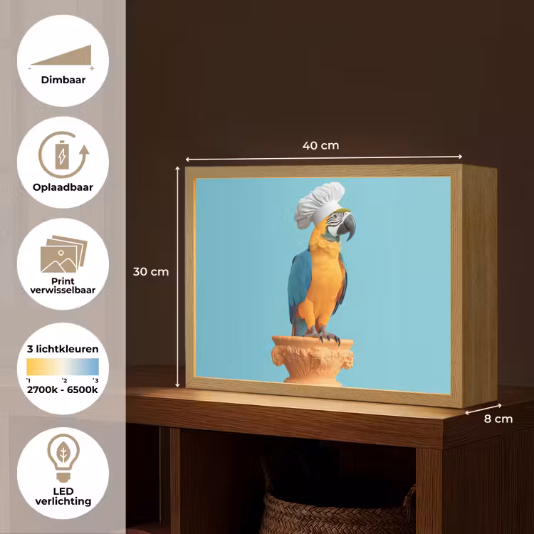 Lightbox - Wandlamp - Papegaai - Koksmuts - Grappig - Vogel — 10