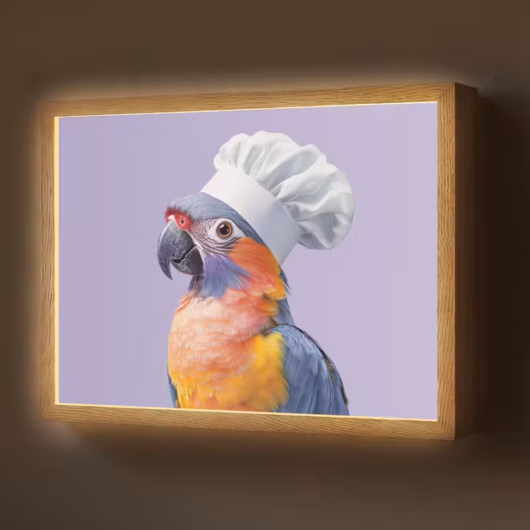 Lightbox - Wandlamp - Papegaai - Koksmuts - Paars - Cute — 1