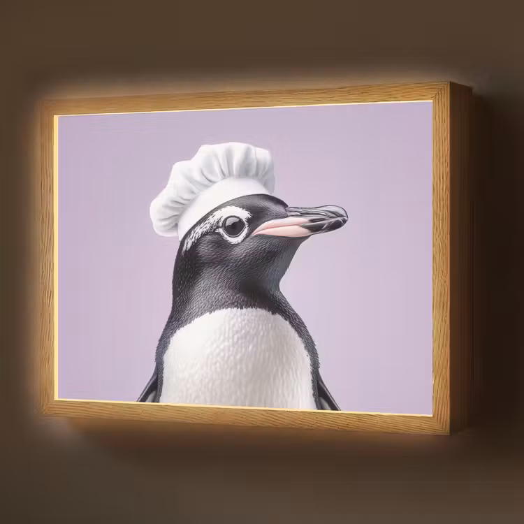 Lightbox - Wandlamp - Pinguïn - Koksmuts - Lief - Paars — 1