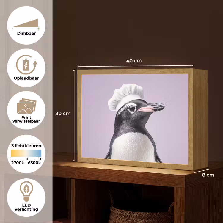 Lightbox - Wandlamp - Pinguïn - Koksmuts - Lief - Paars — 10