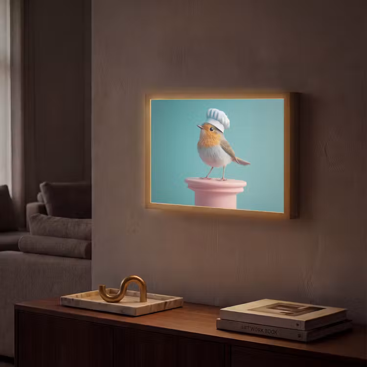 Lightbox - Wandlamp - Roodborstje - Vogel - Koksmuts - Sokkel — 2