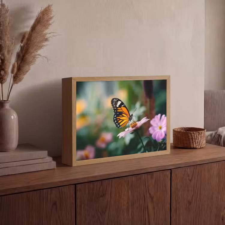 Lightbox - Wandlamp - Roze bloemen - Vlinder - Zachte focus — 4