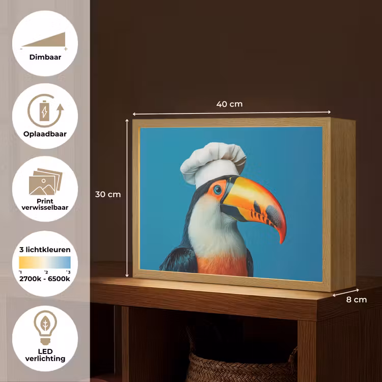 Lightbox - Wandlamp - Toekan - Papegaai - Vogel - Koksmuts — 10