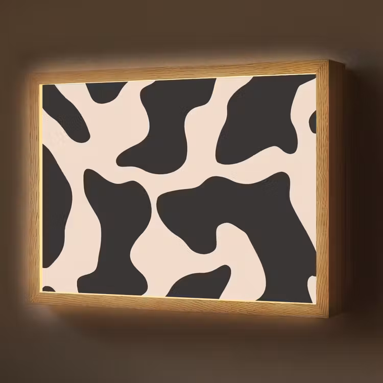 Lightbox - Wandlamp - Vlekkenpatroon - Koe - Beige — 1