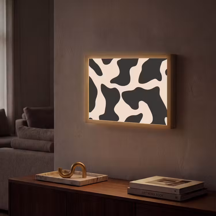 Lightbox - Wandlamp - Vlekkenpatroon - Koe - Beige — 2