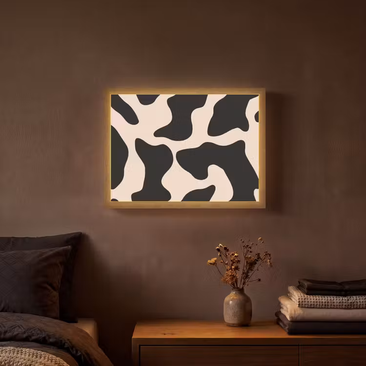 Lightbox - Wandlamp - Vlekkenpatroon - Koe - Beige — 3