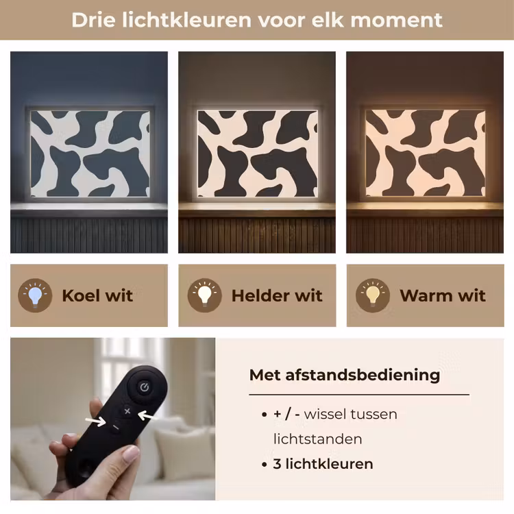 Lightbox - Wandlamp - Vlekkenpatroon - Koe - Beige — 8