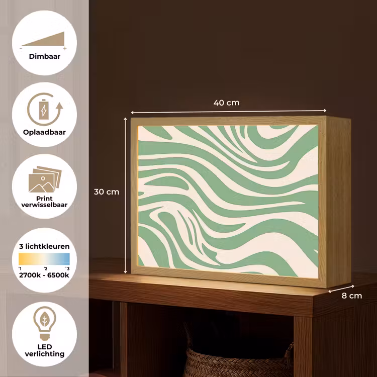 Lightbox - Wandlamp - Zebrapatroon - Groen - Retro — 10