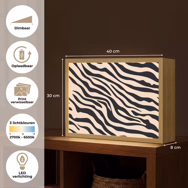 Lightbox - Wandlamp - Zebraprint - Dynamisch - Roze — 10