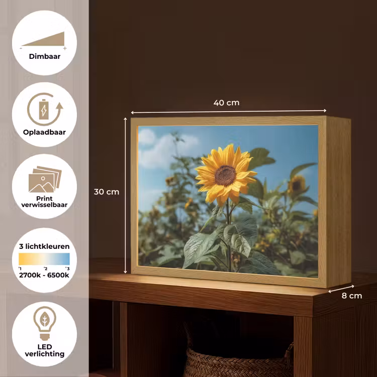Lightbox - Wandlamp - Zonnebloemen - Helderblauwer lucht - Gras — 10