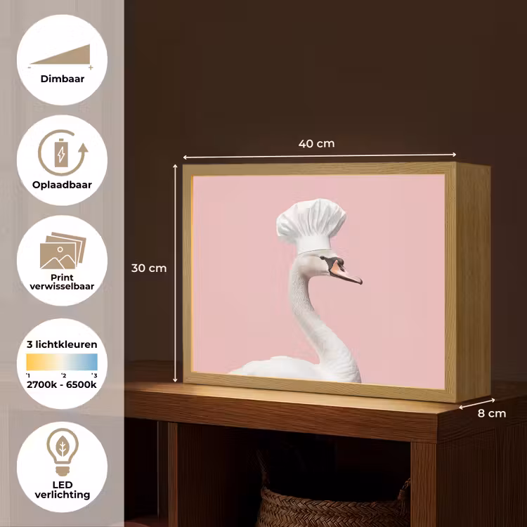 Lightbox - Wandlamp - Zwaan - Koksmuts - Mooi - Klassiek — 10