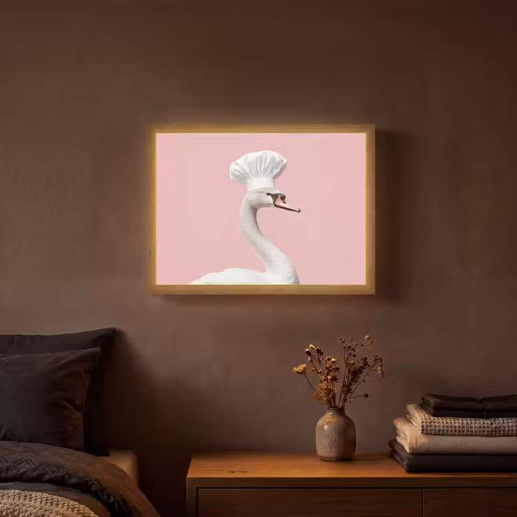 Lightbox - Wandlamp - Zwaan - Koksmuts - Mooi - Klassiek — 3