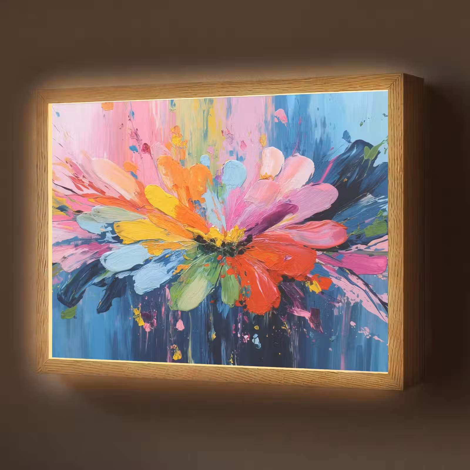 Lightbox - Wandlamp - Kleuruitbarsting - Expressieve sfeer - Bloem — 1