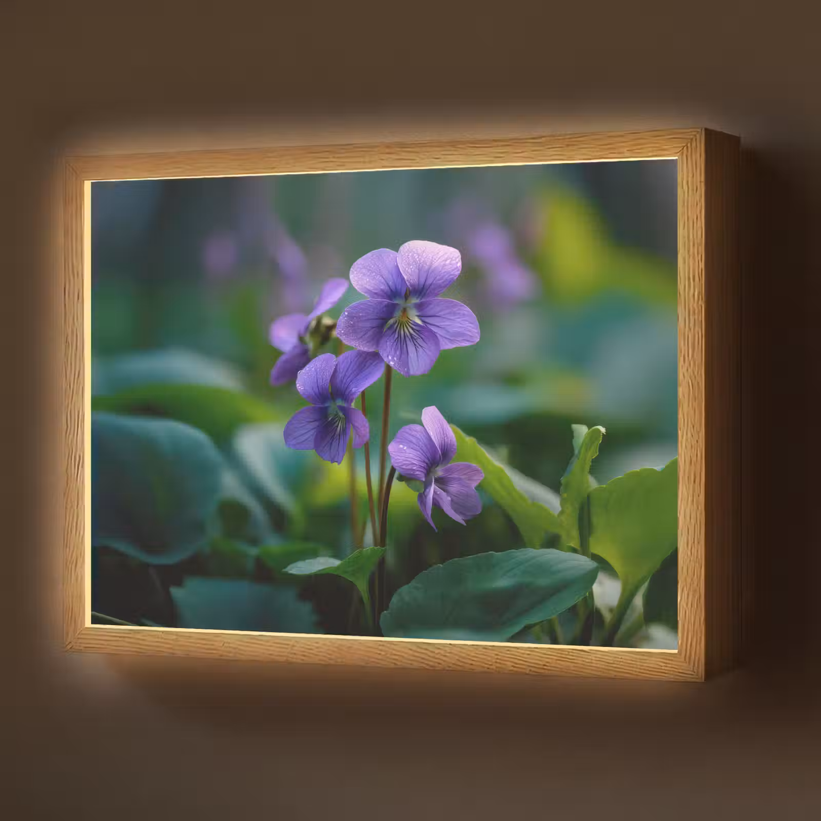 Lightbox - Wandlamp - Viooltjes - Paars - Bloem - Bladeren — 1