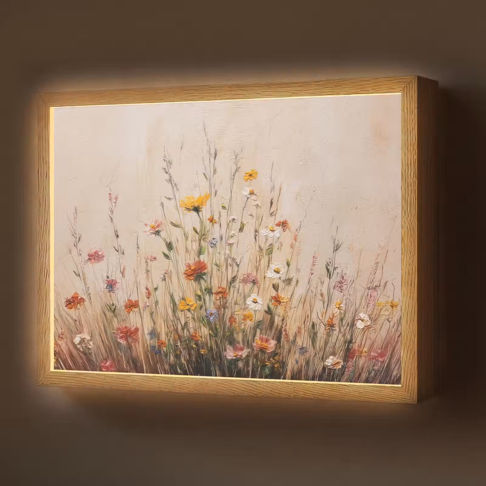 Lightbox - Wandlamp - Wilde bloemen - Penseelstreken - Rustgevend — 1