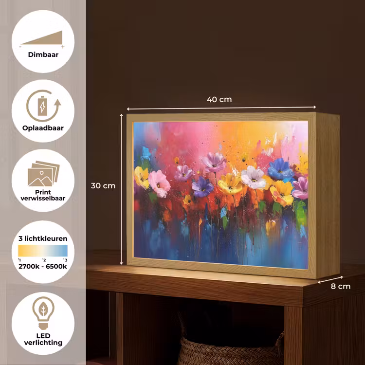 Lightbox - Wandlamp - Fantasiebloemen - Verf - Speels — 10