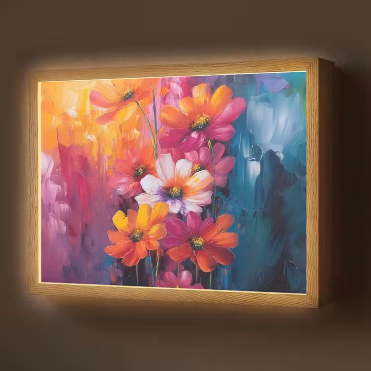 Lightbox - Wandlamp - Felle bloemen - Dynamisch - Levendig — 1