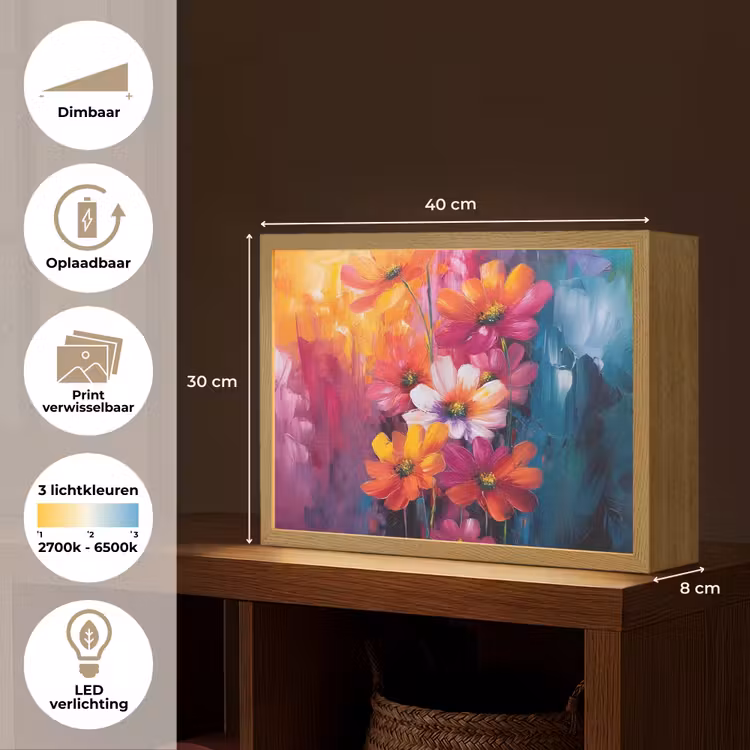 Lightbox - Wandlamp - Felle bloemen - Dynamisch - Levendig — 10