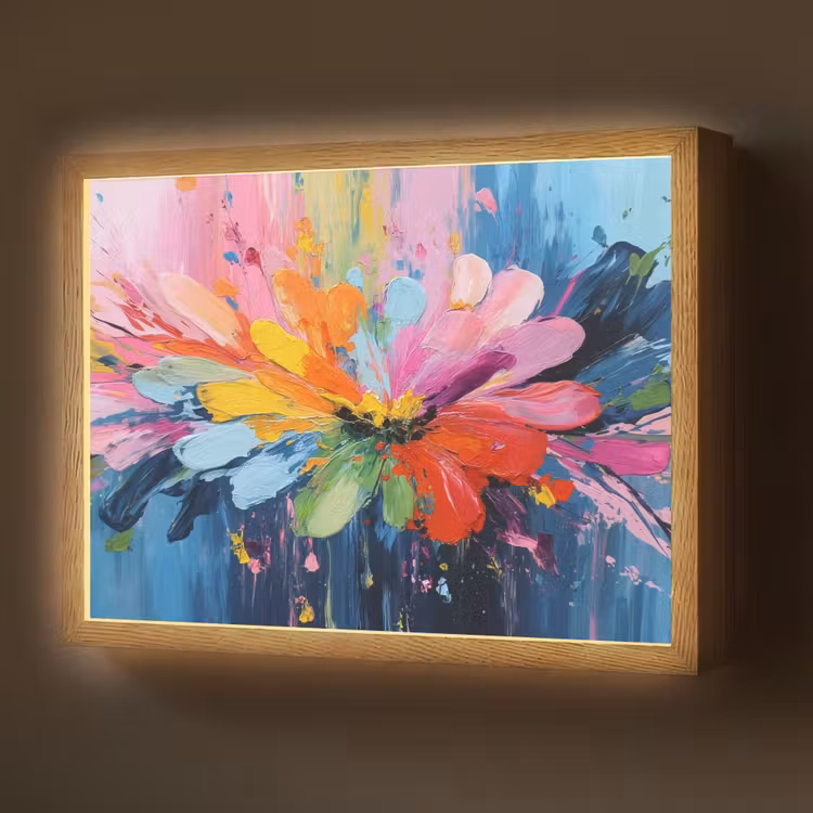 Lightbox - Wandlamp - Kleuruitbarsting - Expressieve sfeer - Bloem — 1