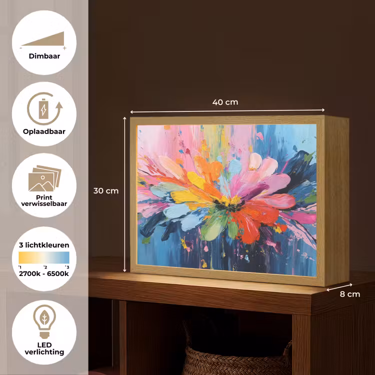 Lightbox - Wandlamp - Kleuruitbarsting - Expressieve sfeer - Bloem — 10