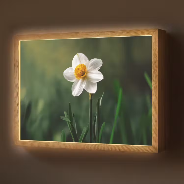 Lightbox - Wandlamp - Narcis - Bloem - Wit - Grassprieten — 1
