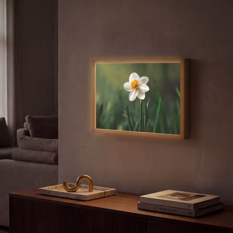 Lightbox - Wandlamp - Narcis - Bloem - Wit - Grassprieten — 2