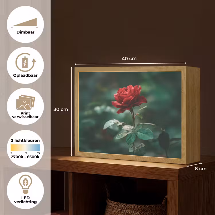 Lightbox - Wandlamp - Roos - Bladeren - Dieprood — 10