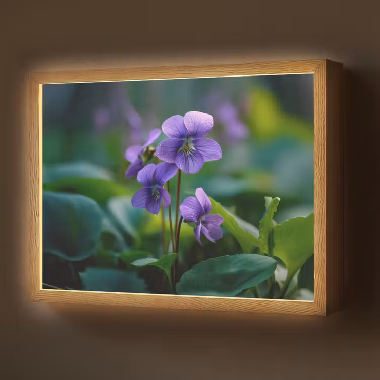 Lightbox - Wandlamp - Viooltjes - Paars - Bloem - Bladeren — 1
