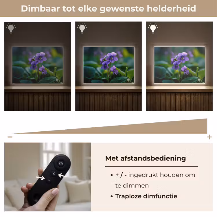 Lightbox - Wandlamp - Viooltjes - Paars - Bloem - Bladeren — 9