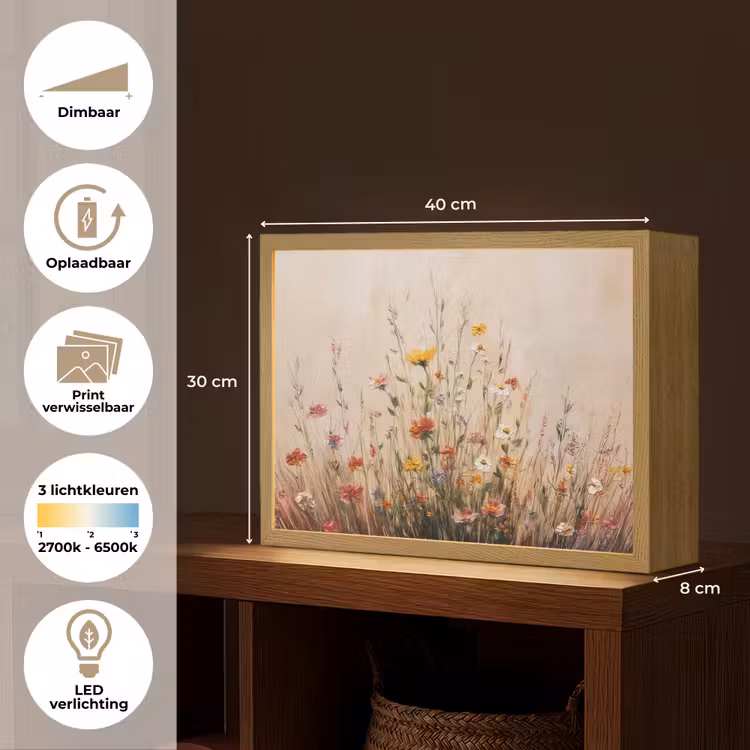 Lightbox - Wandlamp - Wilde bloemen - Penseelstreken - Rustgevend — 10