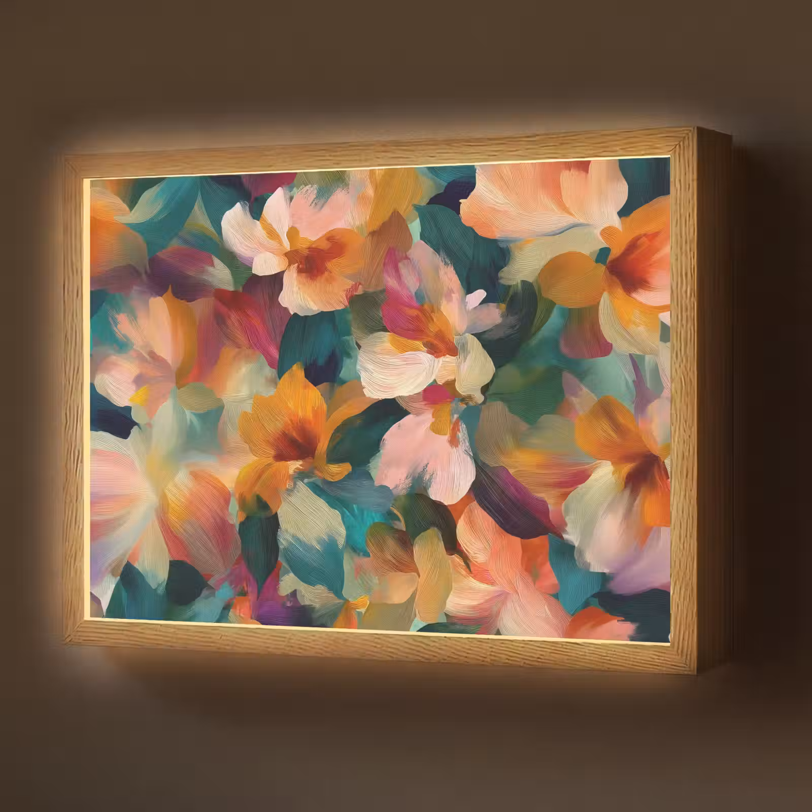 Lightbox - Wandlamp - Harmonieus - Abstracte bloemen - Warme tinten — 1