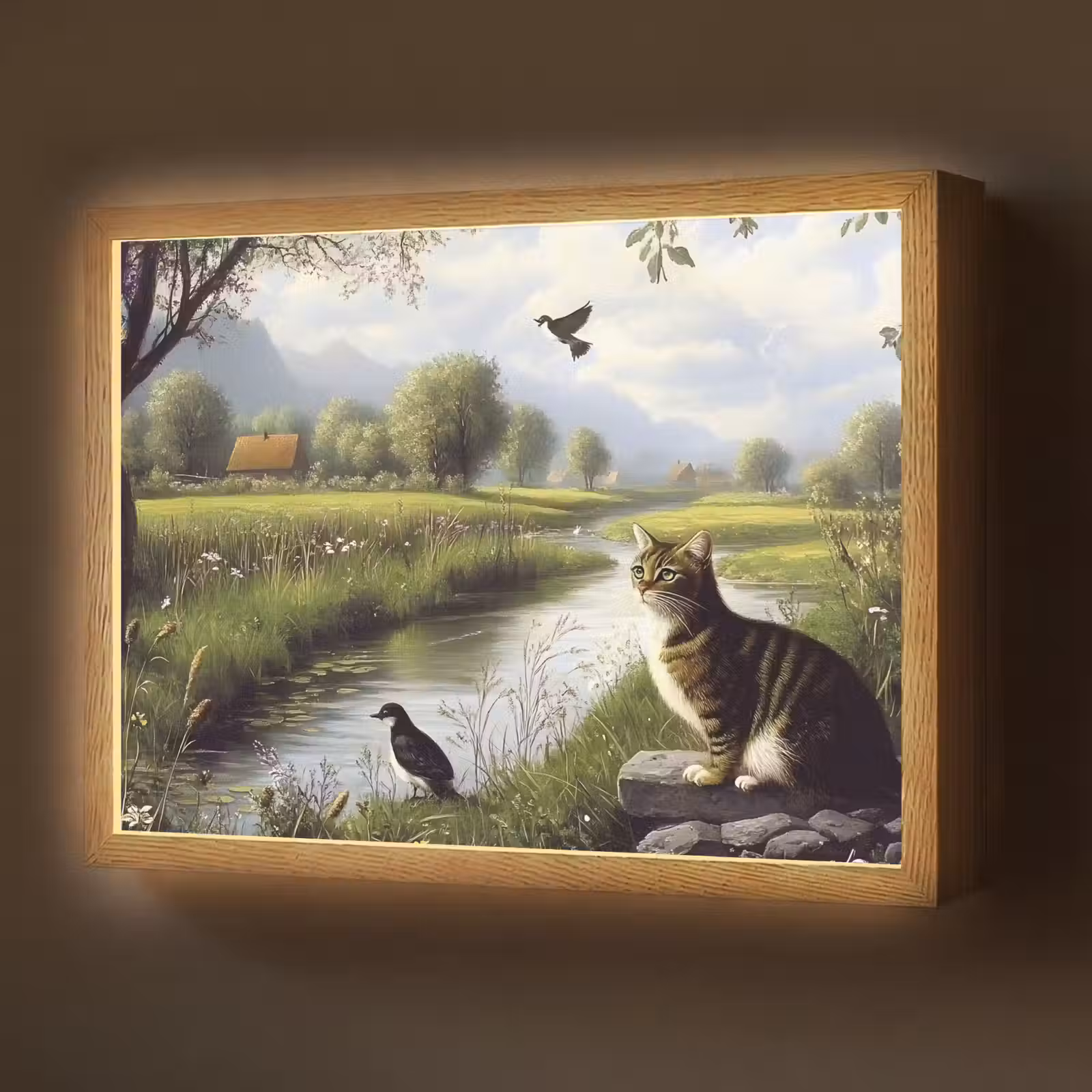 Lightbox - Wandlamp - Kat - Beekje - Weide — 1