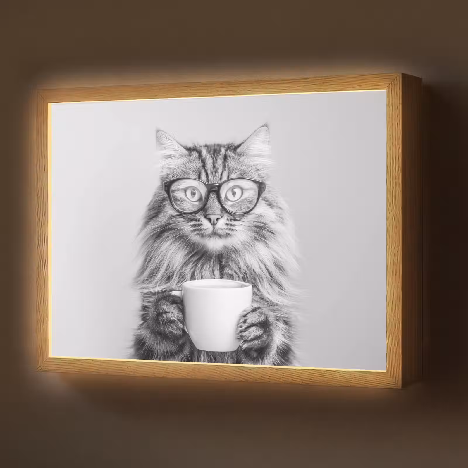 Lightbox - Wandlamp - Kat - Bril - Mok - Pluizig — 1