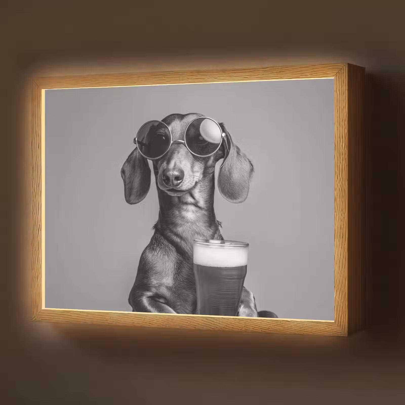 Lightbox - Wandlamp - Teckel - Bier - Glas - Bril — 1