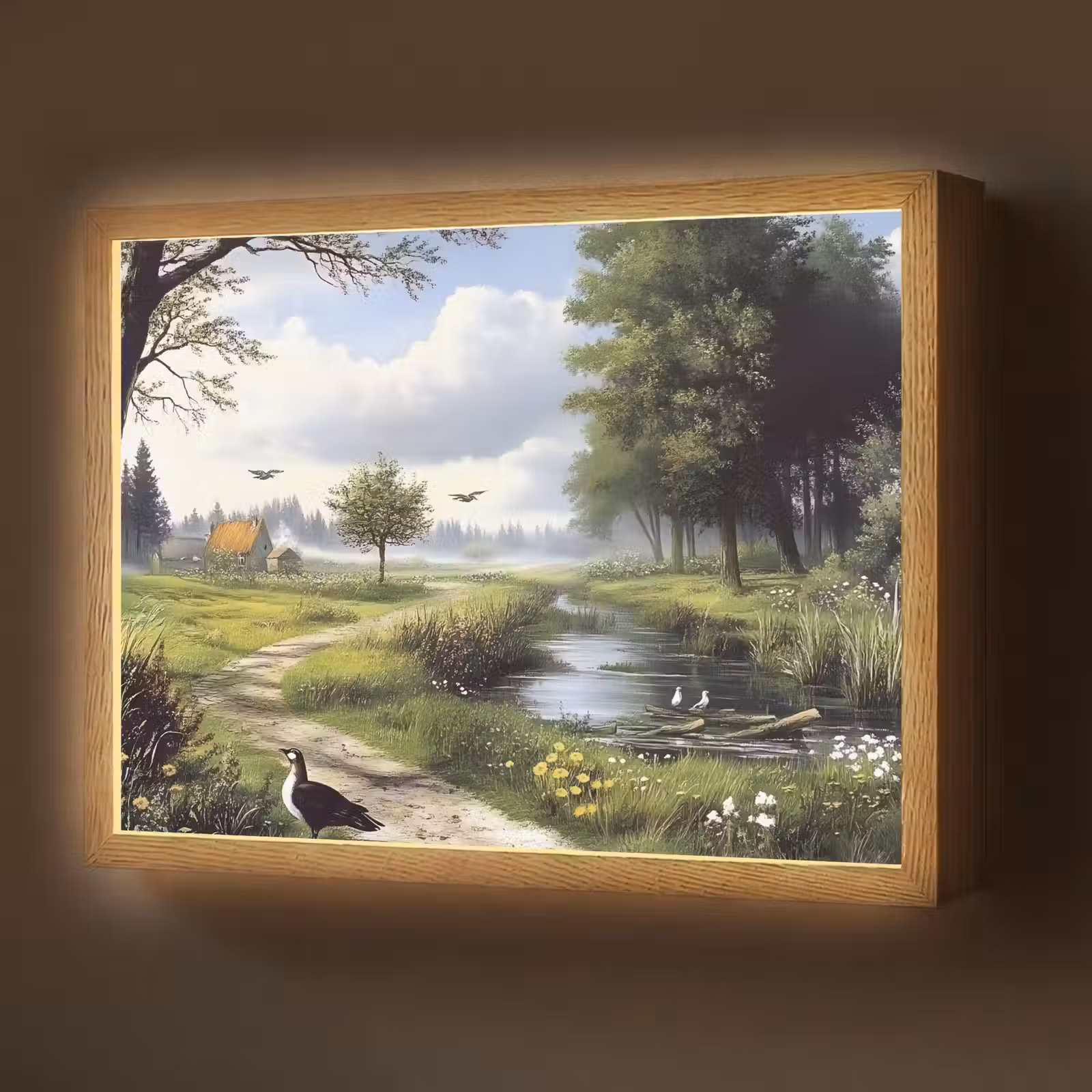 Lightbox - Wandlamp - Zandpad - Groen landschap - Water — 1