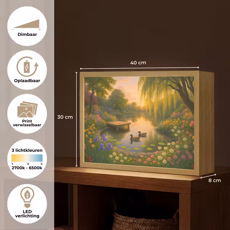 Lightbox - Wandlamp - Eenden - Vijver - Bloemen — 10