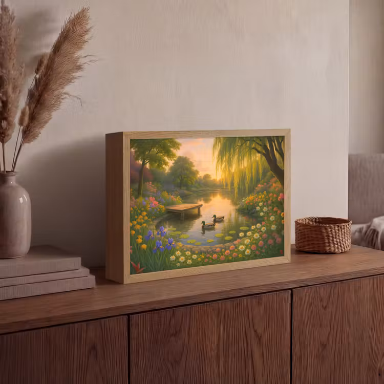 Lightbox - Wandlamp - Eenden - Vijver - Bloemen — 4
