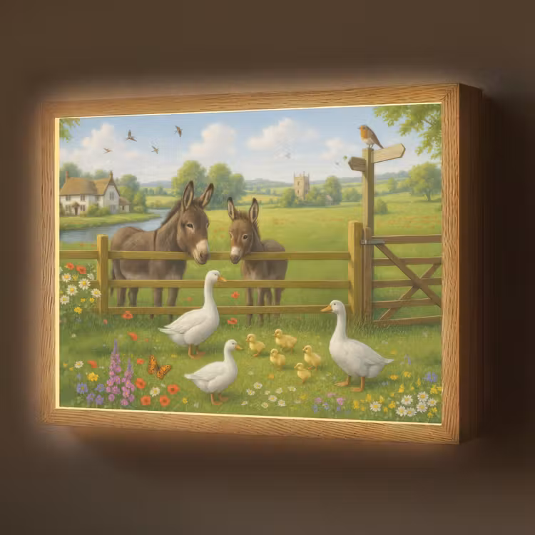 Lightbox - Wandlamp - Ezels - Ganzen - Kleurrijk — 1