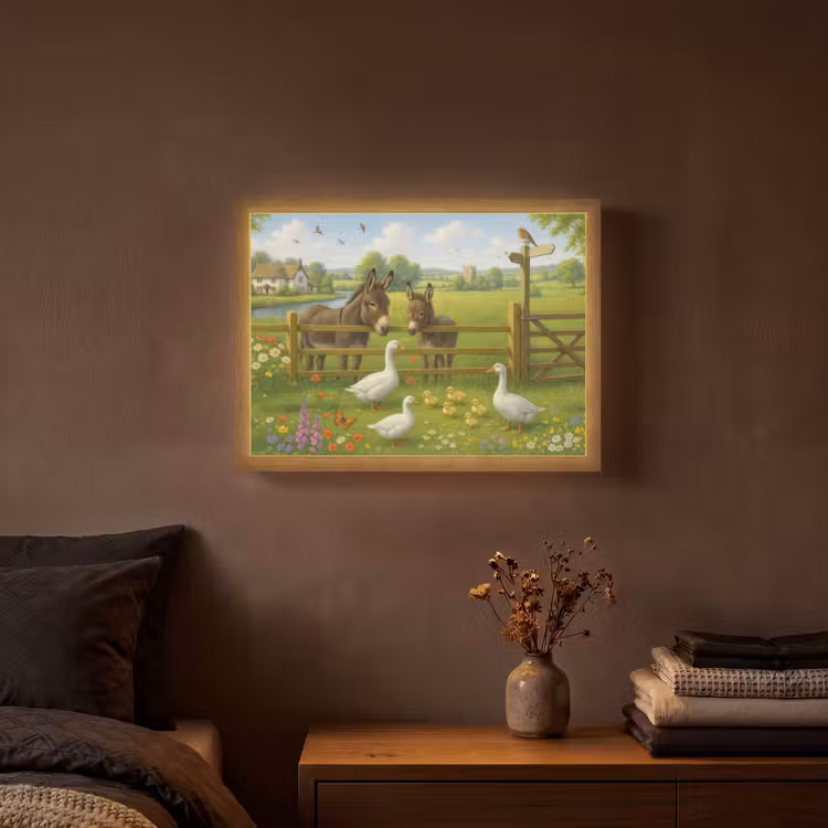Lightbox - Wandlamp - Ezels - Ganzen - Kleurrijk — 3