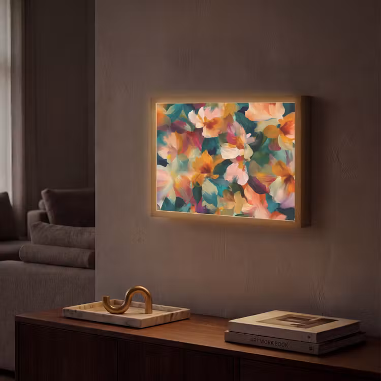 Lightbox - Wandlamp - Harmonieus - Abstracte bloemen - Warme tinten — 2
