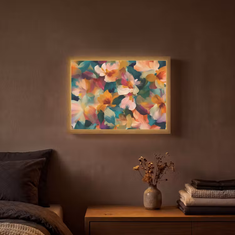 Lightbox - Wandlamp - Harmonieus - Abstracte bloemen - Warme tinten — 3