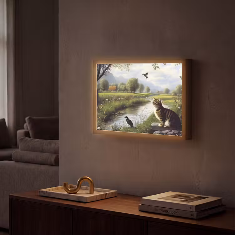 Lightbox - Wandlamp - Kat - Beekje - Weide — 2