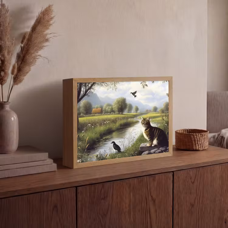 Lightbox - Wandlamp - Kat - Beekje - Weide — 4