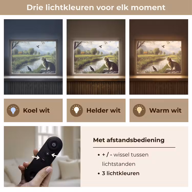 Lightbox - Wandlamp - Kat - Beekje - Weide — 8