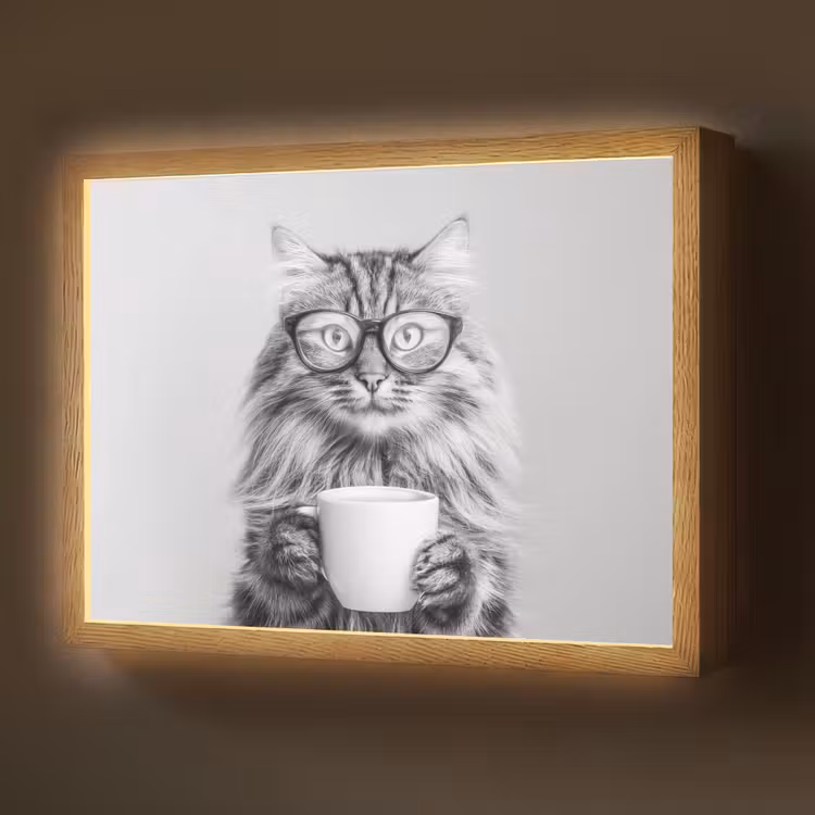 Lightbox - Wandlamp - Kat - Bril - Mok - Pluizig — 1