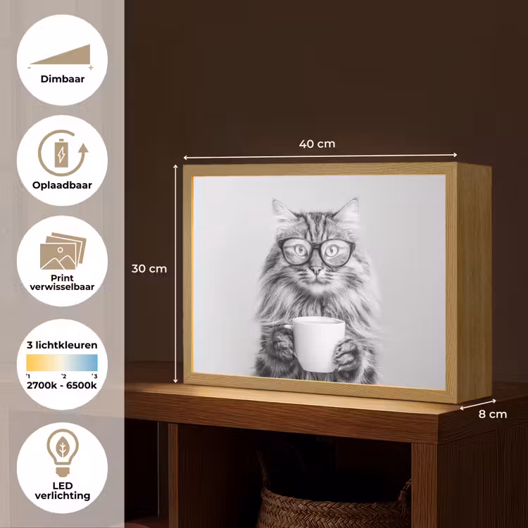Lightbox - Wandlamp - Kat - Bril - Mok - Pluizig — 10
